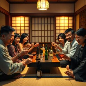 drinking Japanese sake